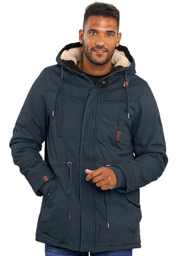 ALESSANDRO SALVARINI Winterjacke Herren Jacke Herren Winter Mann - 100% Baumwolle Teddyfell Fell Gefüttert Warm Kuschelig, Wind Schutz - Navy L von ALESSANDRO SALVARINI