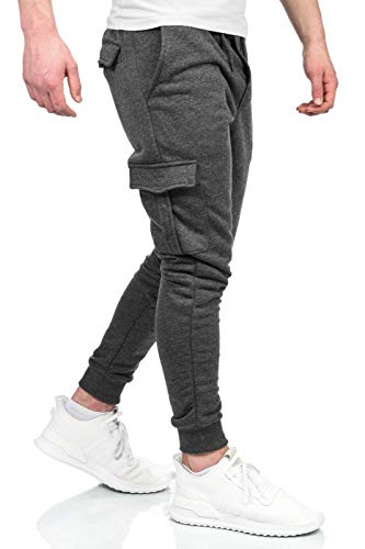 ALESSANDRO SALVARINI Herren Designer Cargo Jogging Hose Strech Cargohose Taschen AS271 [AS-271-Dunkelgrau-Gr.3XL] von ALESSANDRO SALVARINI