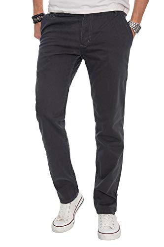ALESSANDRO SALVARINI Herren Designer Chino Stoff Hose Chinohose Regular Fit AS016 [AS-016-Anthrazit-W32-L32] von ALESSANDRO SALVARINI