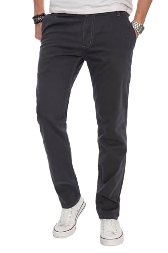 ALESSANDRO SALVARINI Herren Designer Chino Stoff Hose Chinohose Regular Fit AS016 [AS-016-Anthrazit-W38-L32] von ALESSANDRO SALVARINI