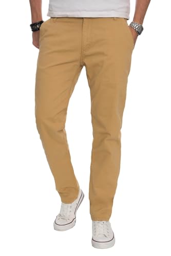 ALESSANDRO SALVARINI Herren Designer Chino Stoff Hose Chinohose Regular Fit AS016 [AS-016-Beige-W34-L30] von ALESSANDRO SALVARINI