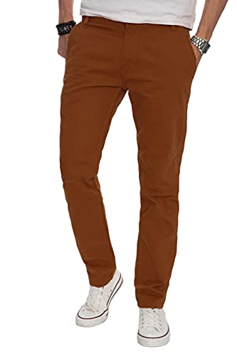 ALESSANDRO SALVARINI Herren Designer Chino Stoff Hose Chinohose Regular Fit AS016 [AS-016-Braun-W30-L32] von ALESSANDRO SALVARINI