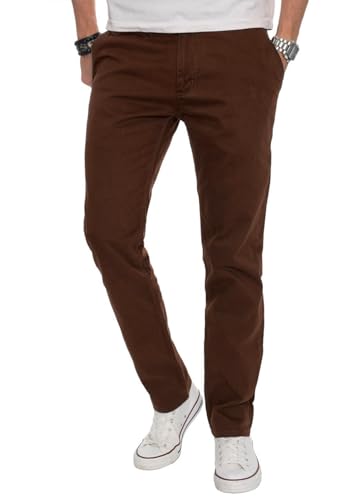 ALESSANDRO SALVARINI Herren Designer Chino Stoff Hose Chinohose Regular Fit AS016 [AS-016-Braun-W30-L32] von ALESSANDRO SALVARINI
