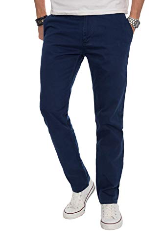 ALESSANDRO SALVARINI Herren Designer Chino Stoff Hose Chinohose Regular Fit AS016 [AS-016-Dunkelblau-W31-L30] von ALESSANDRO SALVARINI