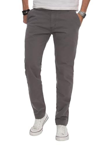 ALESSANDRO SALVARINI Herren Designer Chino Stoff Hose Chinohose Regular Fit AS016 [AS-016-Grau-W32-L32] von ALESSANDRO SALVARINI