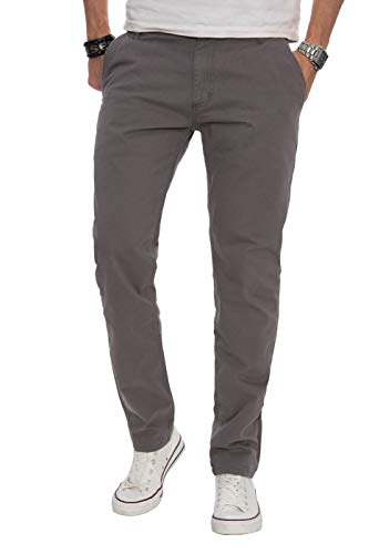 ALESSANDRO SALVARINI Herren Designer Chino Stoff Hose Chinohose Regular Fit AS016 [AS-016-Grau-W40-L32] von ALESSANDRO SALVARINI
