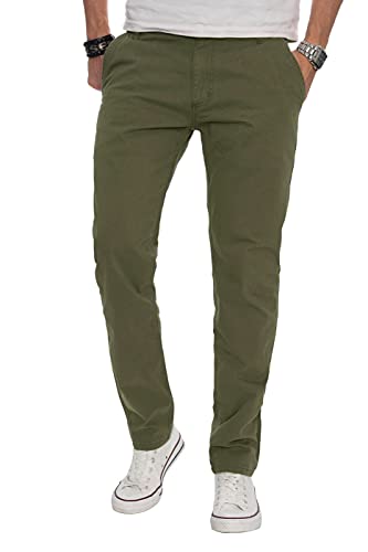 ALESSANDRO SALVARINI Herren Designer Chino Stoff Hose Chinohose Regular Fit AS016 [AS-016-Gruen-W29-L34] von ALESSANDRO SALVARINI