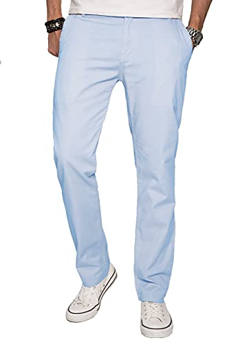 ALESSANDRO SALVARINI Herren Designer Chino Stoff Hose Chinohose Regular Fit AS016 [AS-016-Hellblau-W32-L34] von ALESSANDRO SALVARINI