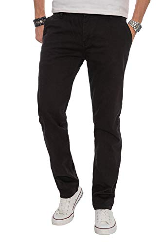 ALESSANDRO SALVARINI Herren Designer Chino Stoff Hose Chinohose Regular Fit AS016 [AS-016-Schwarz-W33-L30] von ALESSANDRO SALVARINI