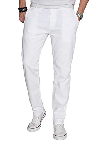 ALESSANDRO SALVARINI Herren Designer Chino Stoff Hose Chinohose Regular Fit AS016 [AS-016-Weiss-W33-L32] von ALESSANDRO SALVARINI