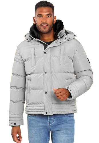 ALESSANDRO SALVARINI Winterjacke Herren - Wasserabweisend, Abnehmbare Kapuze, Gefüttert, Warm, Winddicht, Jacke Herren Winter Mann, Teddyfell Fell - Grau M von ALESSANDRO SALVARINI