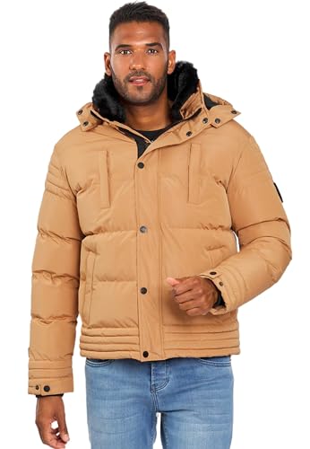 ALESSANDRO SALVARINI Winterjacke Herren - Wasserabweisend, Abnehmbare Kapuze, Gefüttert, Warm, Winddicht, Jacke Herren Winter Mann, Teddyfell Fell - Machhiato XL von ALESSANDRO SALVARINI