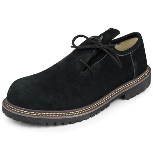 ALESSANDRO SALVARINI Herren Trachten Leder Schuhe (40-47) Trachtenschuhe Haferlschuhe AS453 - Schwarz Größe 44 - Gr.44 von ALESSANDRO SALVARINI