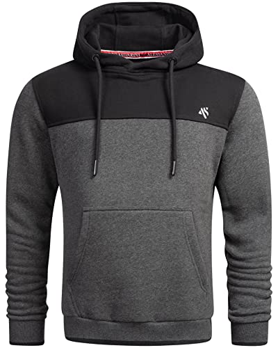 ALESSANDRO SALVARINI Herren Hoodie Kapuzenpullover Sweater Sweatpulli AS312 [AS-312 - Dunkelgrau - Schwarz Größe L - Gr. L] von ALESSANDRO SALVARINI