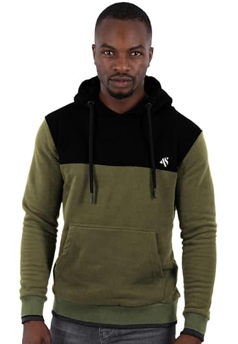 ALESSANDRO SALVARINI Herren Hoodie Kapuzenpullover Sweater Sweatpulli AS312 [AS-312 - Olive - Schwarz Größe XXL - Gr. 2XL] von ALESSANDRO SALVARINI