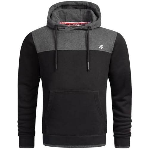 ALESSANDRO SALVARINI Herren Hoodie Kapuzenpullover Sweater Sweatpulli AS312 [AS-312 - Schwarz - Dunkelgrau Größe M - Gr. M] von ALESSANDRO SALVARINI