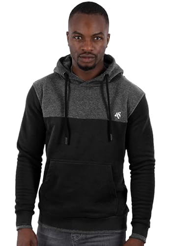 ALESSANDRO SALVARINI Herren Hoodie Kapuzenpullover Sweater Sweatpulli AS312 [AS-312 - Schwarz - Dunkelgrau Größe XL - Gr. XL] von ALESSANDRO SALVARINI