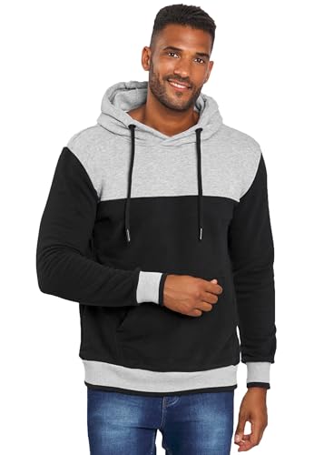 ALESSANDRO SALVARINI Herren Hoodie Pullover mit Kapuze Kapuzenpulli [AS-315 - Hellgrau - Schwarz Größe XXL - Gr. 2XL] von ALESSANDRO SALVARINI