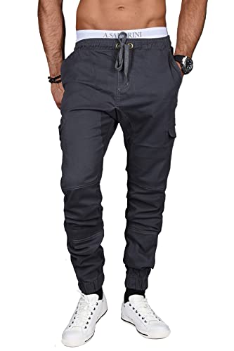 ALESSANDRO SALVARINI Herren Hose mit Elasthananteil Cargo Stretch Jogging Pants Slim AS-031 [AS-031-Anthrazit-W36 L34] von ALESSANDRO SALVARINI