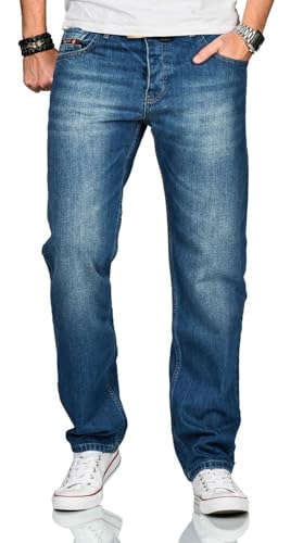 ALESSANDRO SALVARINI Herren Jeans Comfort Fit Jeanshose gerades Bein Denim Basic AS-250 [AS-250-Blau-W40-L30] von ALESSANDRO SALVARINI