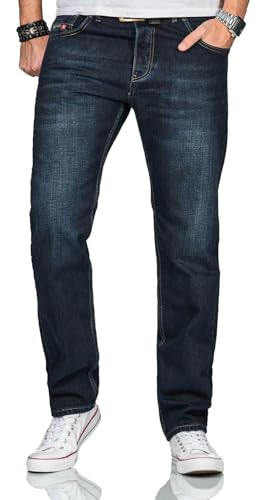 ALESSANDRO SALVARINI Herren Jeans Comfort Fit Jeanshose gerades Bein Denim Basic AS-252 [AS-252-Dunkelblau-W34-L32] von ALESSANDRO SALVARINI