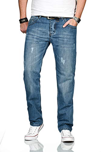 ALESSANDRO SALVARINI Herren Jeans Comfort Fit gerades Bein Komfort-Jeans Denim Jeanshose [AS-213-Hellblau-W30-L32] von ALESSANDRO SALVARINI