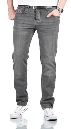 ALESSANDRO SALVARINI Jeans Herren Regular Fit Stretch - Männer Hosen Denim - 98% Baumwolle, 5 Taschen, Knopfleiste, Hose lang Grau [AS-351 W34 L32] von ALESSANDRO SALVARINI