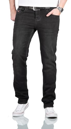 ALESSANDRO SALVARINI Jeans Herren Regular Fit Stretch - Männer Hosen Denim - 98% Baumwolle, 5 Taschen, Knopfleiste, Hose lang Schwarz [AS-353 W36 L32] von ALESSANDRO SALVARINI