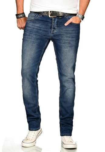 ALESSANDRO SALVARINI Herren Jeans Slim Fit Hose Stretch-Jeans Denim Jeanshose Washed [AS-173-W36 L36] von ALESSANDRO SALVARINI