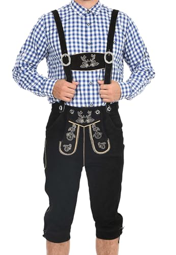 ALESSANDRO SALVARINI Herren Lederhose (46-60) – aus Echtleder, mit Träger AS450 - Schwarz Größe 58 - Gr.58 von ALESSANDRO SALVARINI