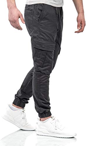 ALESSANDRO SALVARINI Herren Outdoor Cargohose Cargo Hose Stoff lang viele Taschen AS270 [AS-270-Anthrazit-W32-L30] von ALESSANDRO SALVARINI