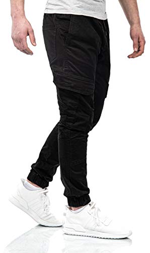 ALESSANDRO SALVARINI Herren Outdoor Cargohose Cargo Hose Stoff lang viele Taschen AS270 [AS-270-Schwarz-W36-L32] von ALESSANDRO SALVARINI
