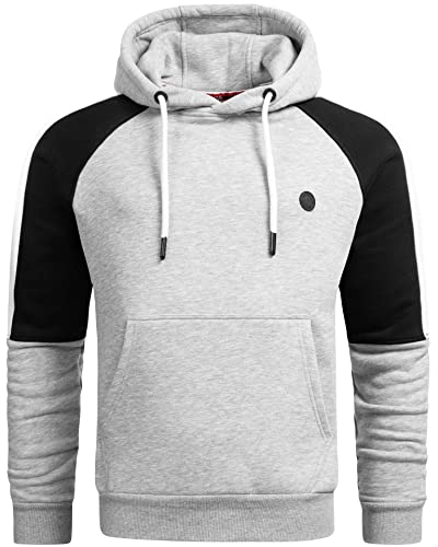 ALESSANDRO SALVARINI Herren Pullover Langarm Sweatshirt Kapuzen Hoodie [AS-311-Hellgrau-Gr.M] von ALESSANDRO SALVARINI