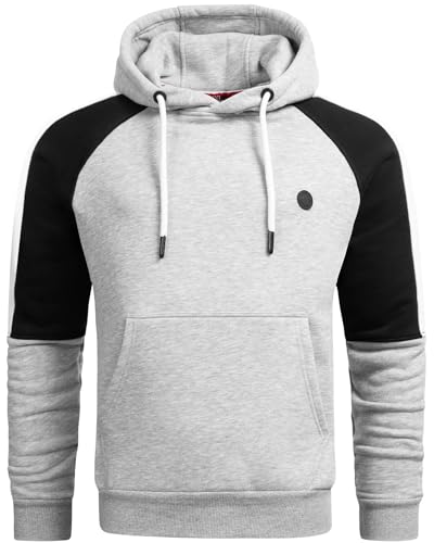 ALESSANDRO SALVARINI Herren Pullover Langarm Sweatshirt Kapuzen Hoodie [AS-311-Hellgrau-Gr.S] von ALESSANDRO SALVARINI