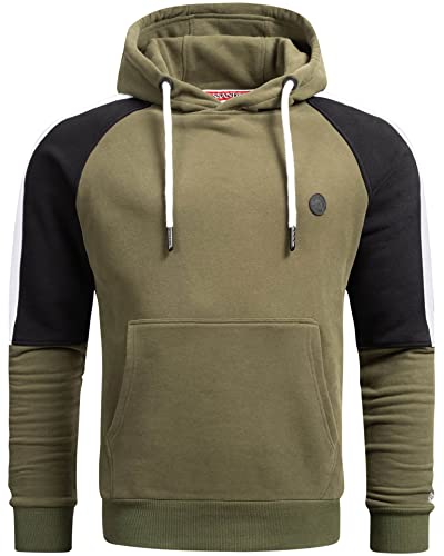 ALESSANDRO SALVARINI Herren Pullover Langarm Sweatshirt Kapuzen Hoodie [AS-311-Olive-Gr.3XL] von ALESSANDRO SALVARINI