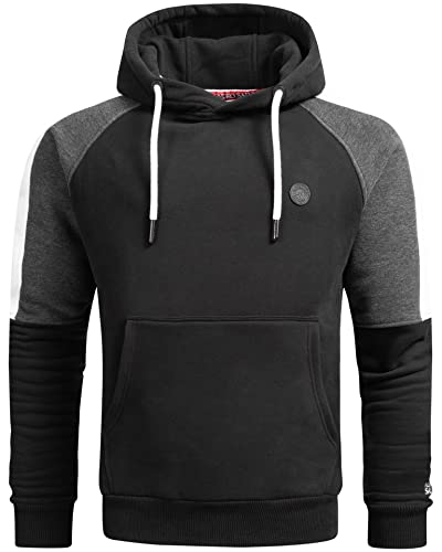 ALESSANDRO SALVARINI Herren Pullover Langarm Sweatshirt Kapuzen Hoodie [AS-311-Schwarz-Gr.3XL] von ALESSANDRO SALVARINI