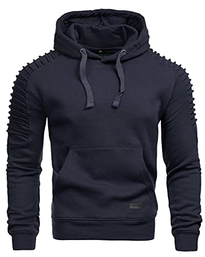 ALESSANDRO SALVARINI Herren Pullover Langarm Sweatshirt Kapuzen Hoodie Biker AS074 [AS-074-Navy-Gr.XXL] von ALESSANDRO SALVARINI