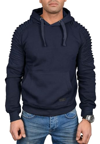 ALESSANDRO SALVARINI Herren Pullover Langarm Sweatshirt Kapuzen Hoodie Biker AS074 [AS-074-Navy-Gr.XXL] von ALESSANDRO SALVARINI