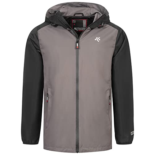 ALESSANDRO SALVARINI Herren Regenjacke mit Kapuze Wasserabweisend Windbreaker AS322 [AS-322-Dunkelgrau-Schwarz-Gr.3XL] von ALESSANDRO SALVARINI