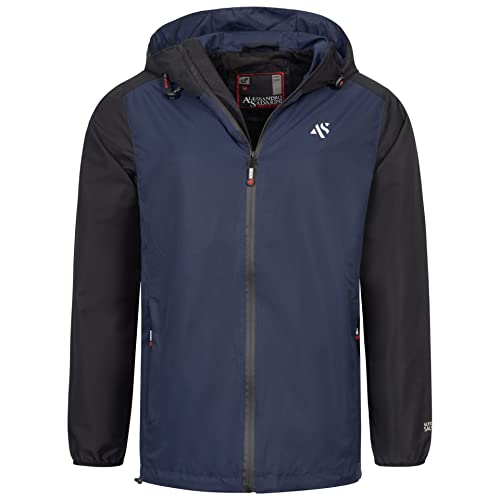 ALESSANDRO SALVARINI Herren Regenjacke mit Kapuze Wasserabweisend Windbreaker AS322 [AS-322-Navy-Schwarz-Gr.L] von ALESSANDRO SALVARINI