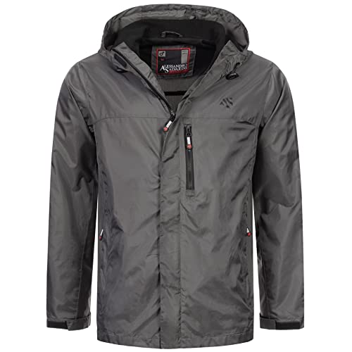 ALESSANDRO SALVARINI Herren Regenjacke mit Kapuze Wasserabweisend Windbreaker Windschutz AS323 [AS-323-Dunkelgrau-Gr.L] von ALESSANDRO SALVARINI