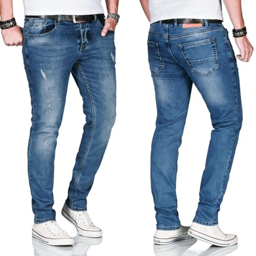 ALESSANDRO SALVARINI Herren Slim Fit Jeans Hose Denim Stretch-Jeans Jeanshose [AS-160-Blau-W33 L30] von ALESSANDRO SALVARINI