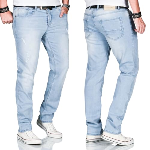 ALESSANDRO SALVARINI Herren Slim Fit Jeans Hose Denim Stretch-Jeans Jeanshose [AS-161-Hellblau-W36 L32] von ALESSANDRO SALVARINI