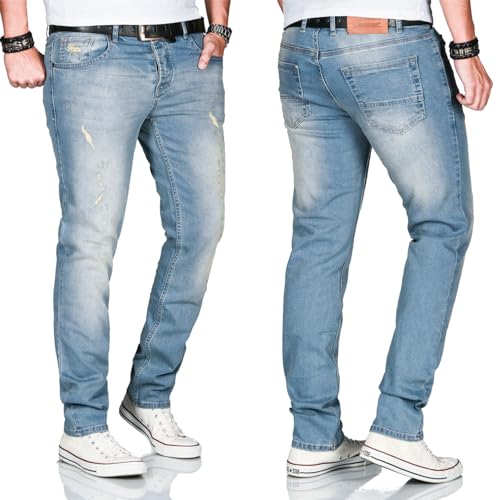 ALESSANDRO SALVARINI Herren Slim Fit Jeans Hose Denim Stretch-Jeans Jeanshose [AS-162-Mittelblau-W30 L30] von ALESSANDRO SALVARINI