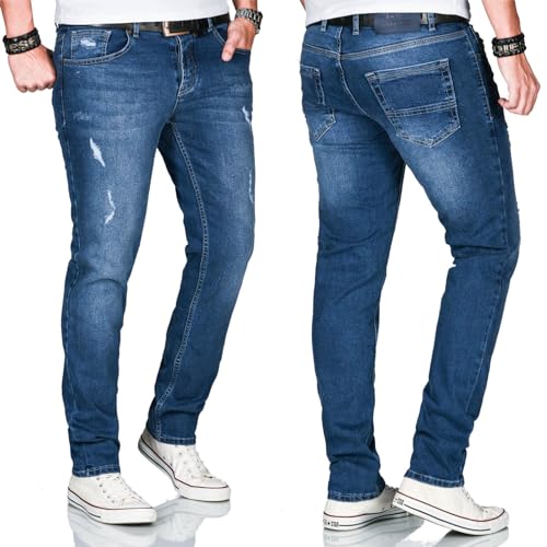 ALESSANDRO SALVARINI Herren Slim Fit Jeans Hose Denim Stretch-Jeans Jeanshose [AS-163-Dunkelblau-W32 L30] von ALESSANDRO SALVARINI