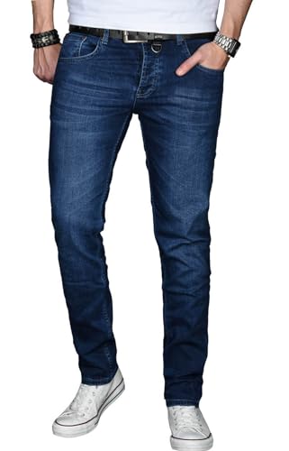 ALESSANDRO SALVARINI Herren Slim Fit Jeans Hose Denim Stretch-Jeans Jeanshose Washed [AS025 - Dunkelblau - W38 L32] von ALESSANDRO SALVARINI