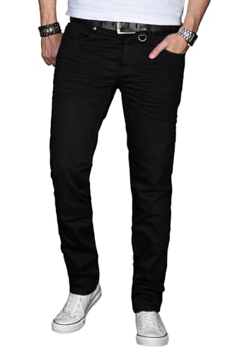 ALESSANDRO SALVARINI Herren Slim Fit Jeans Hose Denim Stretch-Jeans Jeanshose Washed [AS028 - Schwarz - W36 L30] von ALESSANDRO SALVARINI