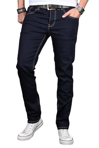 ALESSANDRO SALVARINI Herren Slim Fit Jeans Hose Denim Stretch-Jeans Jeanshose Washed [AS042 - Denim Blue - W30 L30] von ALESSANDRO SALVARINI
