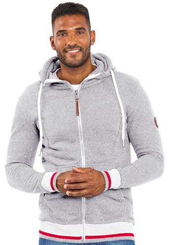 ALESSANDRO SALVARINI Herren Sweater Jacke Hoodie Zipper Sweatjacke mit Kapuze AS310 [AS-310 - Hellgrau Größe L - Gr. L] von ALESSANDRO SALVARINI