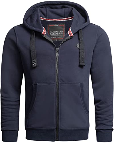 ALESSANDRO SALVARINI Herren Sweatjacke Kapuzenjacke Hoodie Sweater [AS-313-Navy-Gr.L] von ALESSANDRO SALVARINI